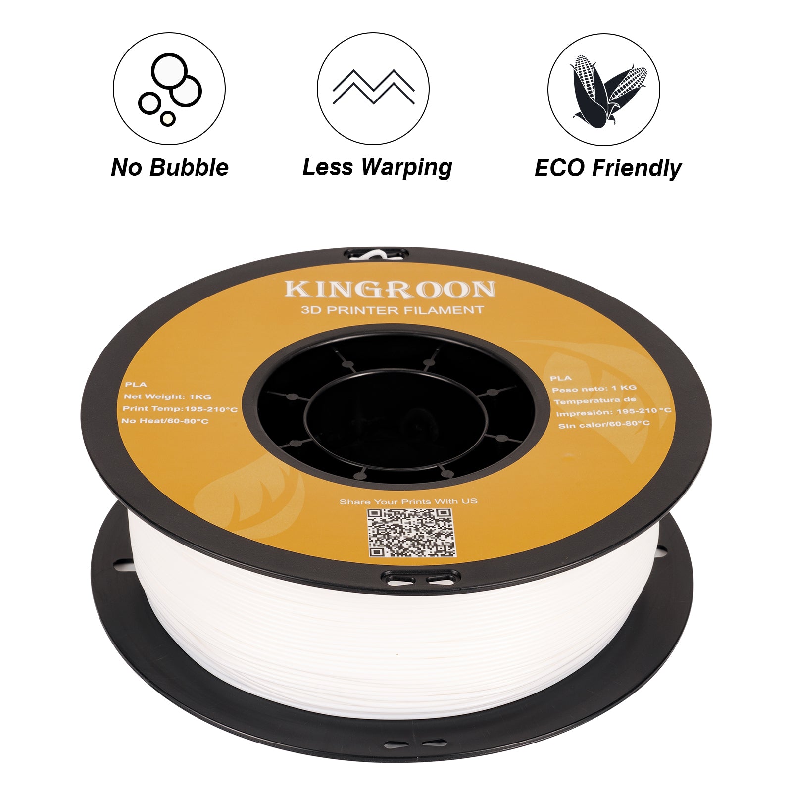 【2KG Pack】White PLA 3D Print Filament (FRESH)-3D Print Material-Kingroon 3D