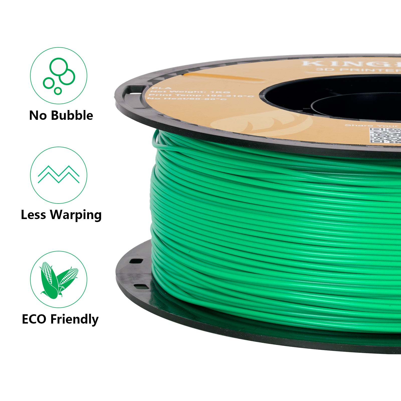 【2KG Pack】Green PLA Filament 1.75mm 1KG (FRESH)-3D Print Material-Kingroon 3D