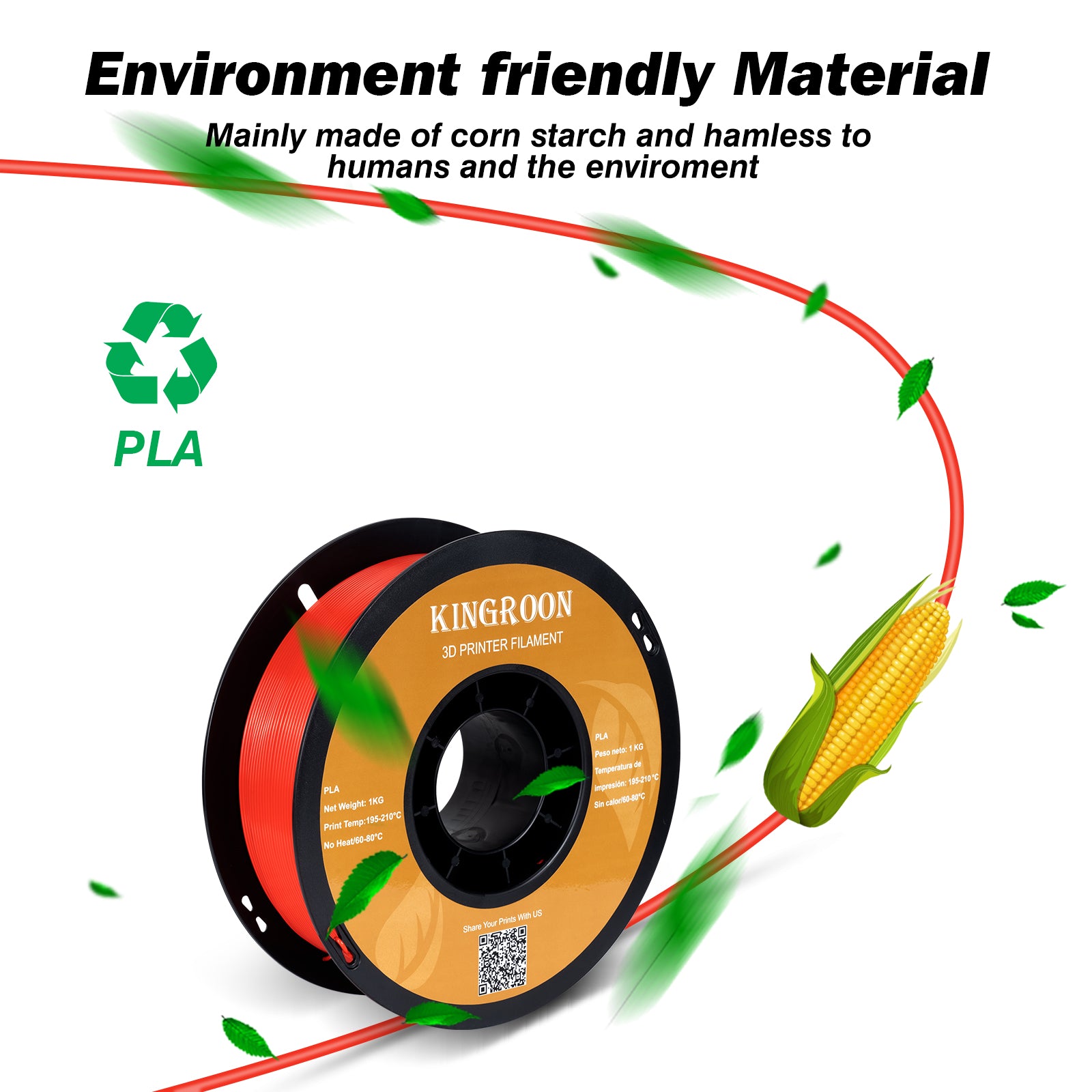 【2KG Pack】Red PLA 3D Print Filament (FRESH)-3D Print Material-Kingroon 3D