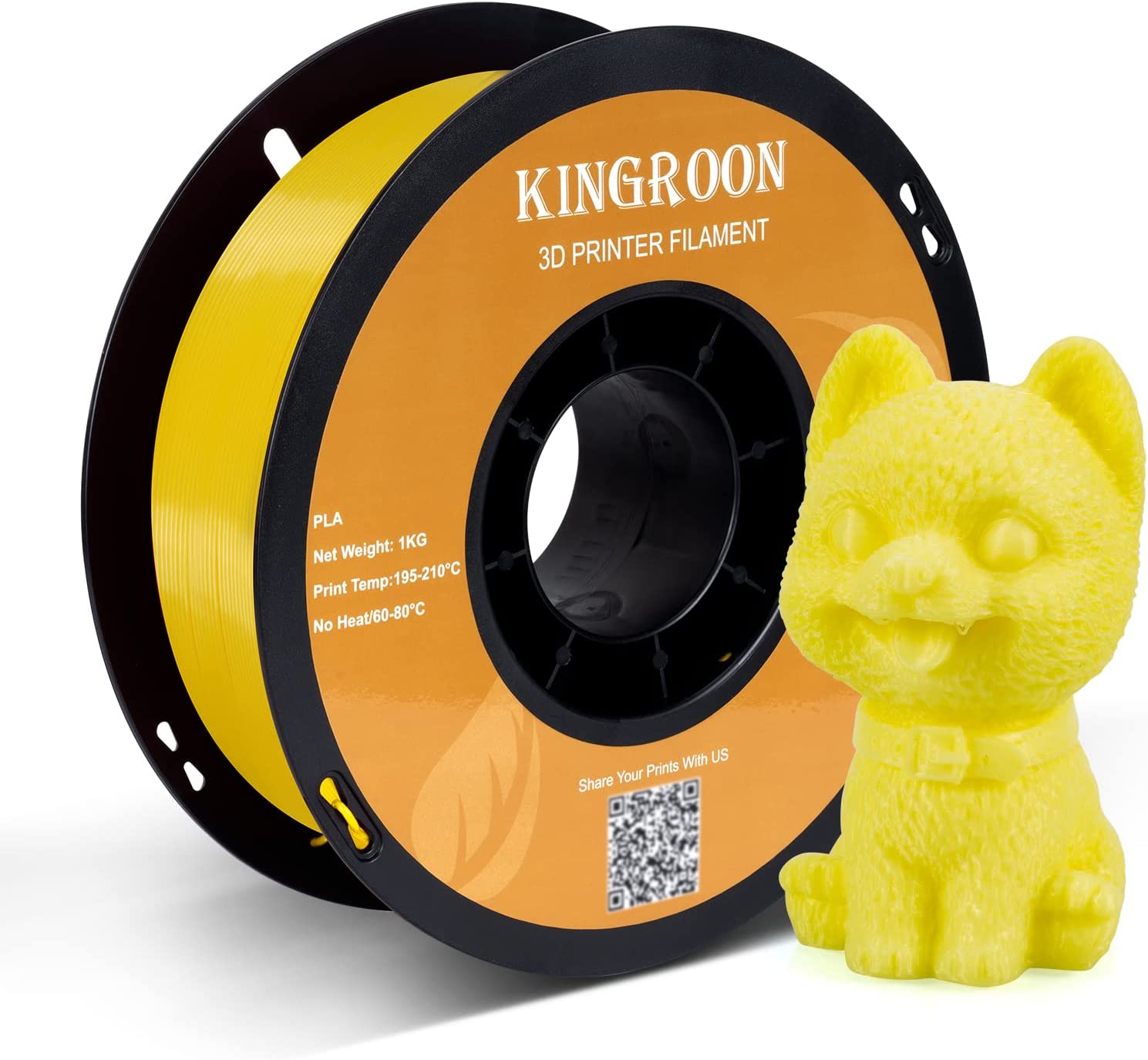 【2KG Pack】Yellow PLA 3D Printing Filament (FRESH)-3D Print Material-Kingroon 3D