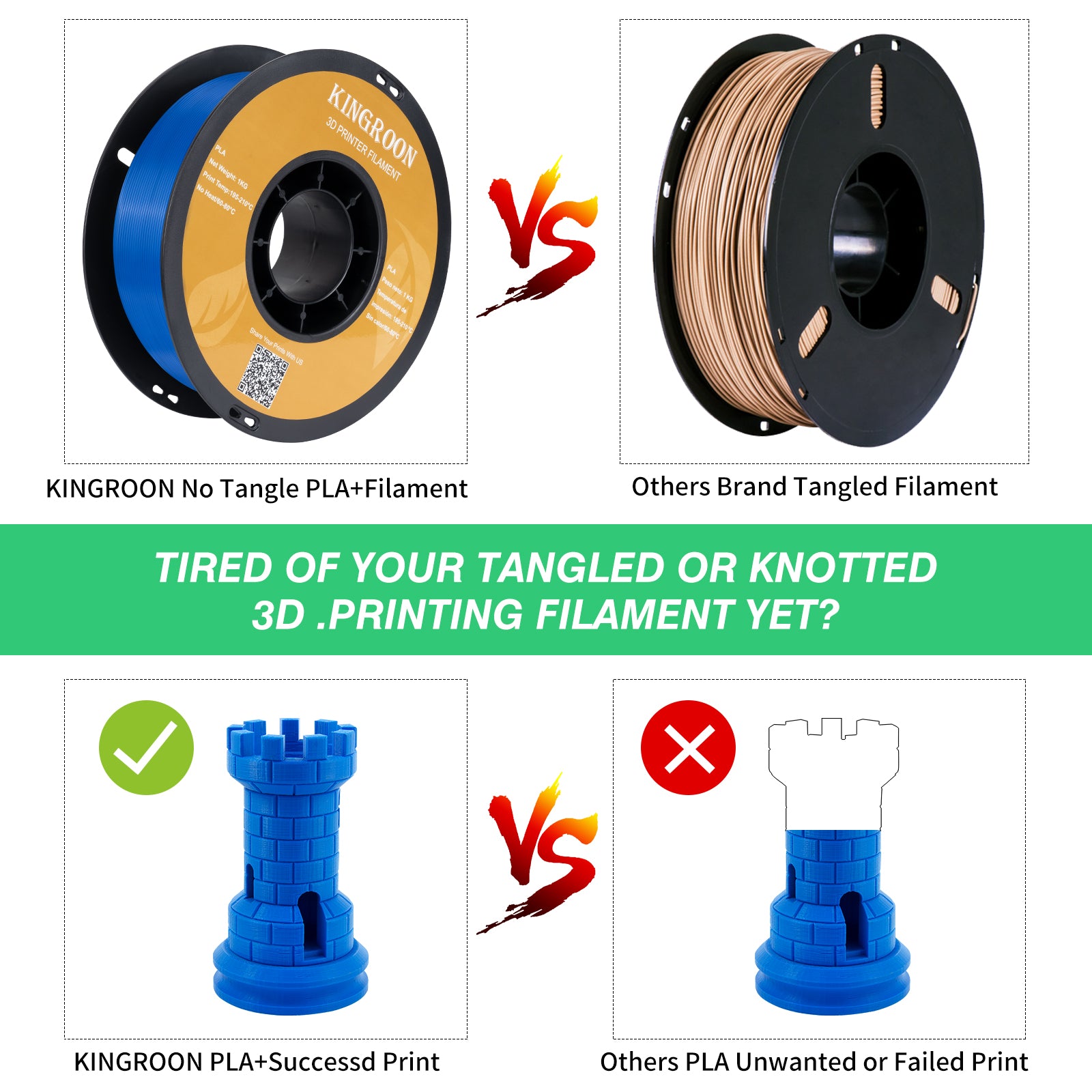 【2KG Pack】Blue PLA 1kg 3D Printer Filament (FRESH)-3D Print Material-Kingroon 3D