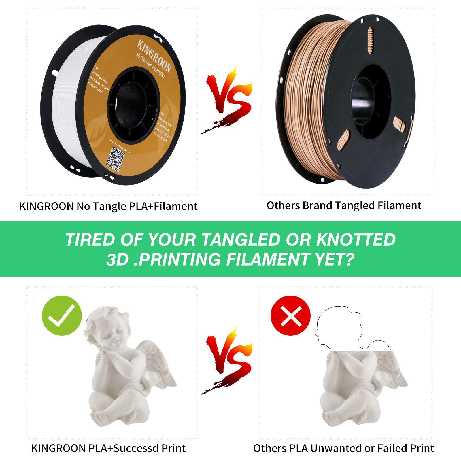 【2KG Pack】White PLA 3D Print Filament (FRESH)-3D Print Material-Kingroon 3D