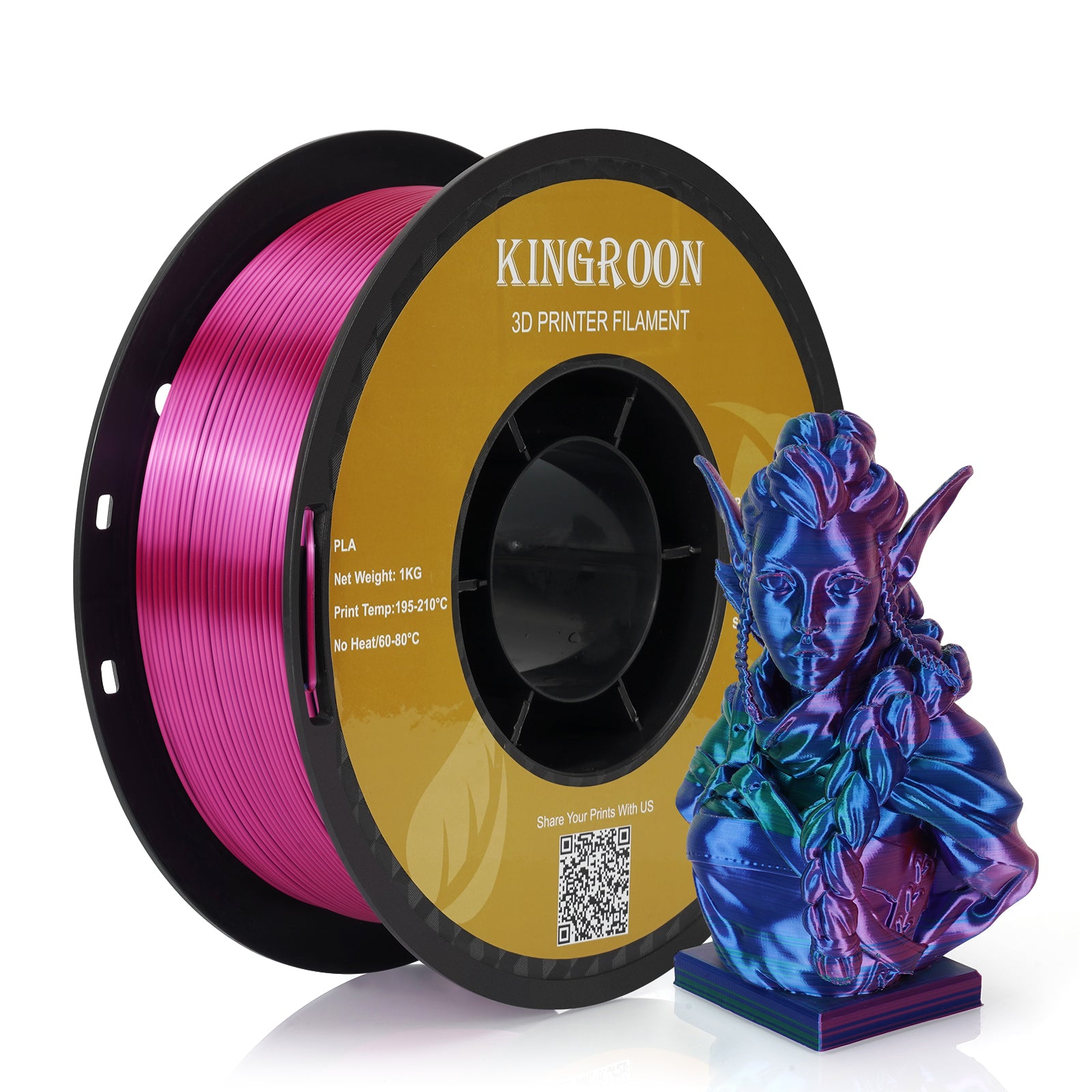 Silk Rainbow PLA Filament for 3D Printing-3D Print Material-Kingroon 3D