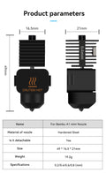 Bambu Lab A1 Mini Hotend with Hardened Steel Nozzle-3D Printer Accessories-Kingroon 3D