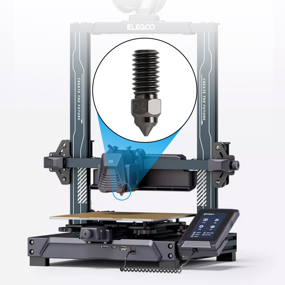 Brass Hardended Steel 0.4mm 3D Printer Nozzle For ELEGOO Neptune 4