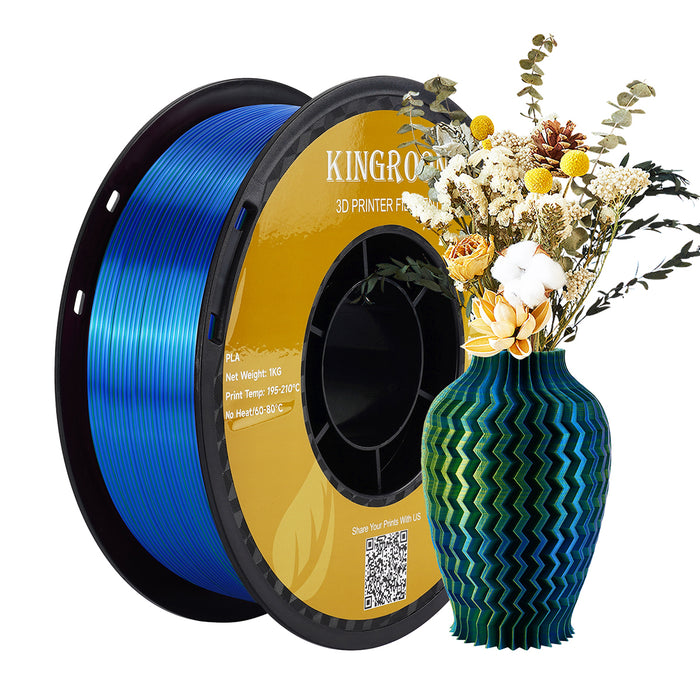 2KG Pack】Tri-Color Silk PLA Filament - Green / Yellow / Blue — Kingroon 3D