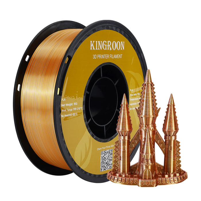 KINGROON - Filament PLA pour imprimante 3D KINGROON 1 kg 1,75 mm Filament PLA  triple couleur en soie Matériau d'impression 3D Dégradable Bobine  écologique Précision dimensionnelle +/-0,03 mm Standard 1 rouleau 