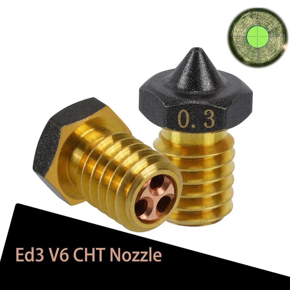 E3D V6 CHT High Flow Brass Nozzle Coated Non Stick Filament