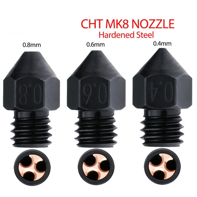 CHT Nozzle MK8 High flow 1.75mm Filament Hardened Steel Nozzles — Kingroon  3D