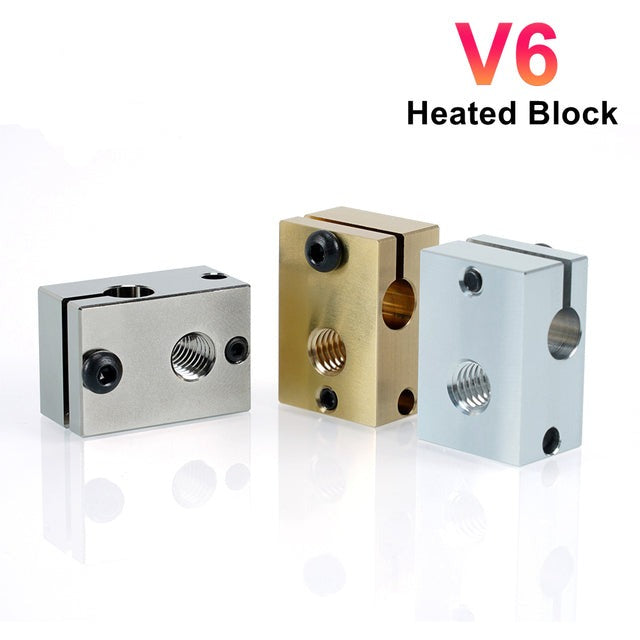 V6 Heated Block Copper Plated Brass Aluminium Heating Blocks For E3D V6