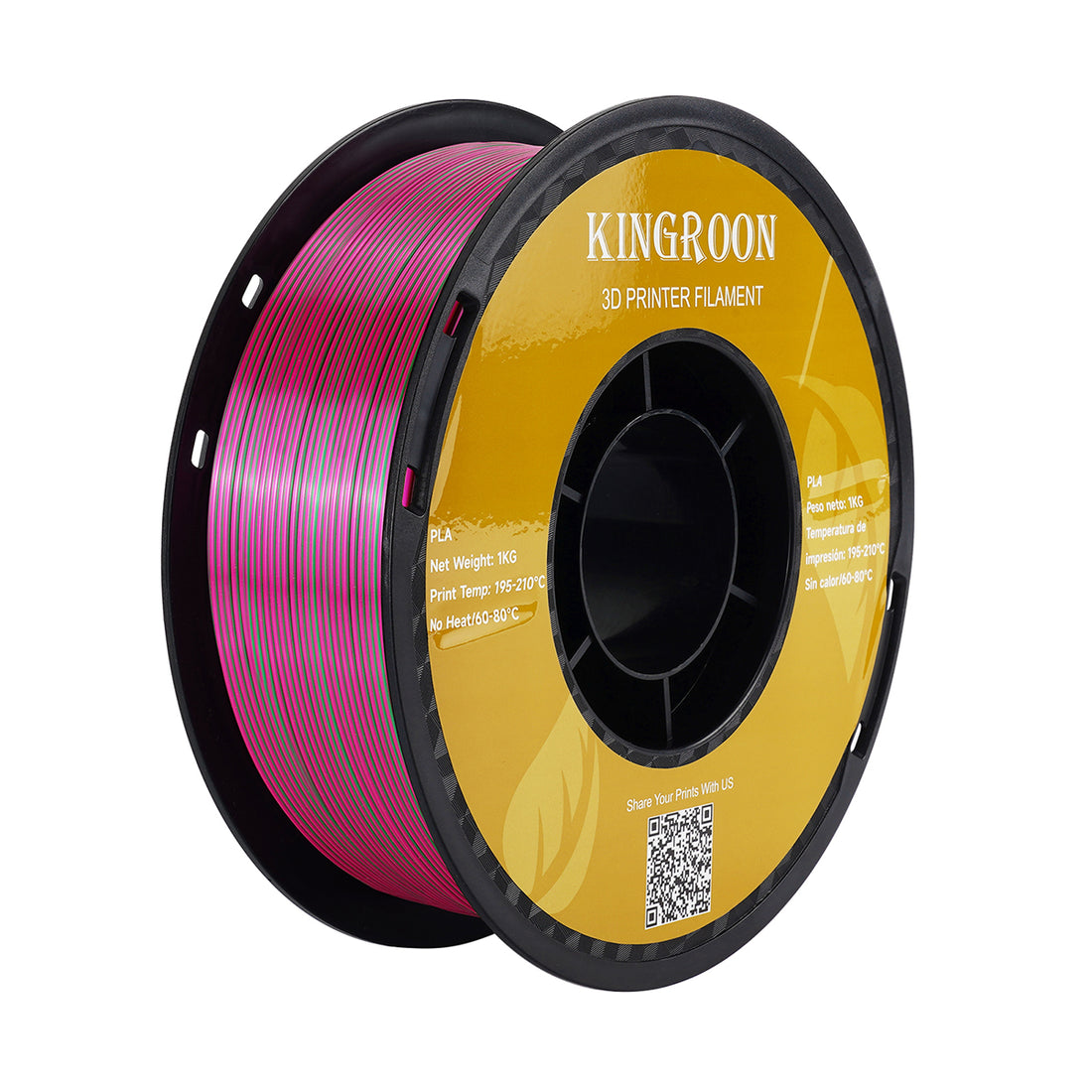 【2KG Pack】Tri-Color Silk PLA Filament - Golden / Green / Fuchsia-3D Print Material-Kingroon 3D