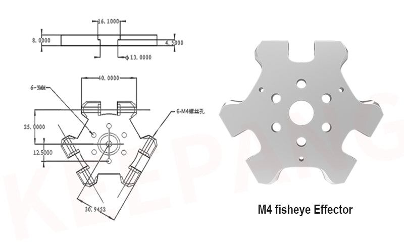 3D Printer Efforter Aluminum Metal Extruder Hotend Fisheye Efforter M4 for Delta Kossel Fisheye Effector Aluminum Block-3D Printer Accessories-Kingroon 3D