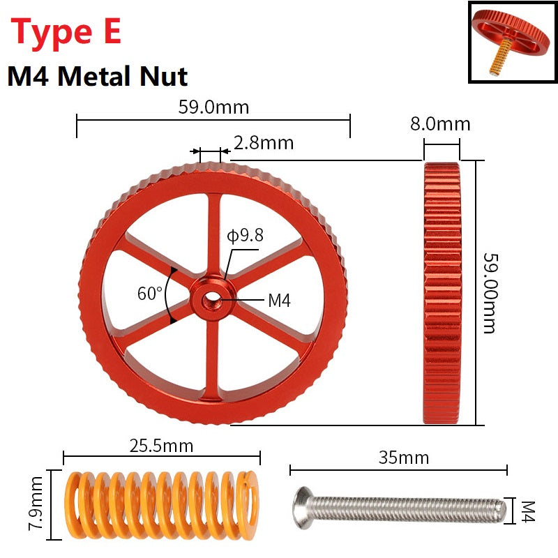 4SETS M3/M4 Screws Nuts Heat Bed Leveling Spring Knob 3D Printers Printer Calibration Accessories-3D Printer Accessories-Kingroon 3D