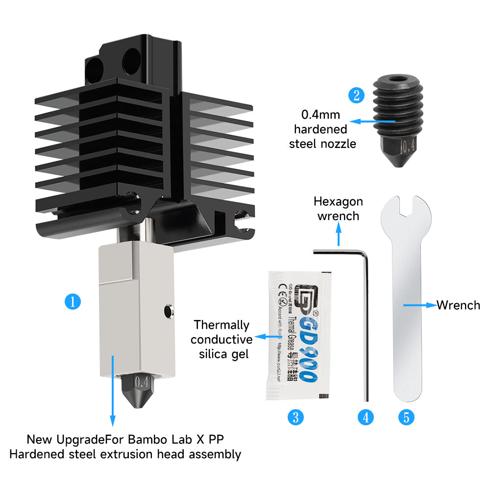 BambuLabP1PExtruderHotendHardenedSteelBrassNozzlefor3DPrinter