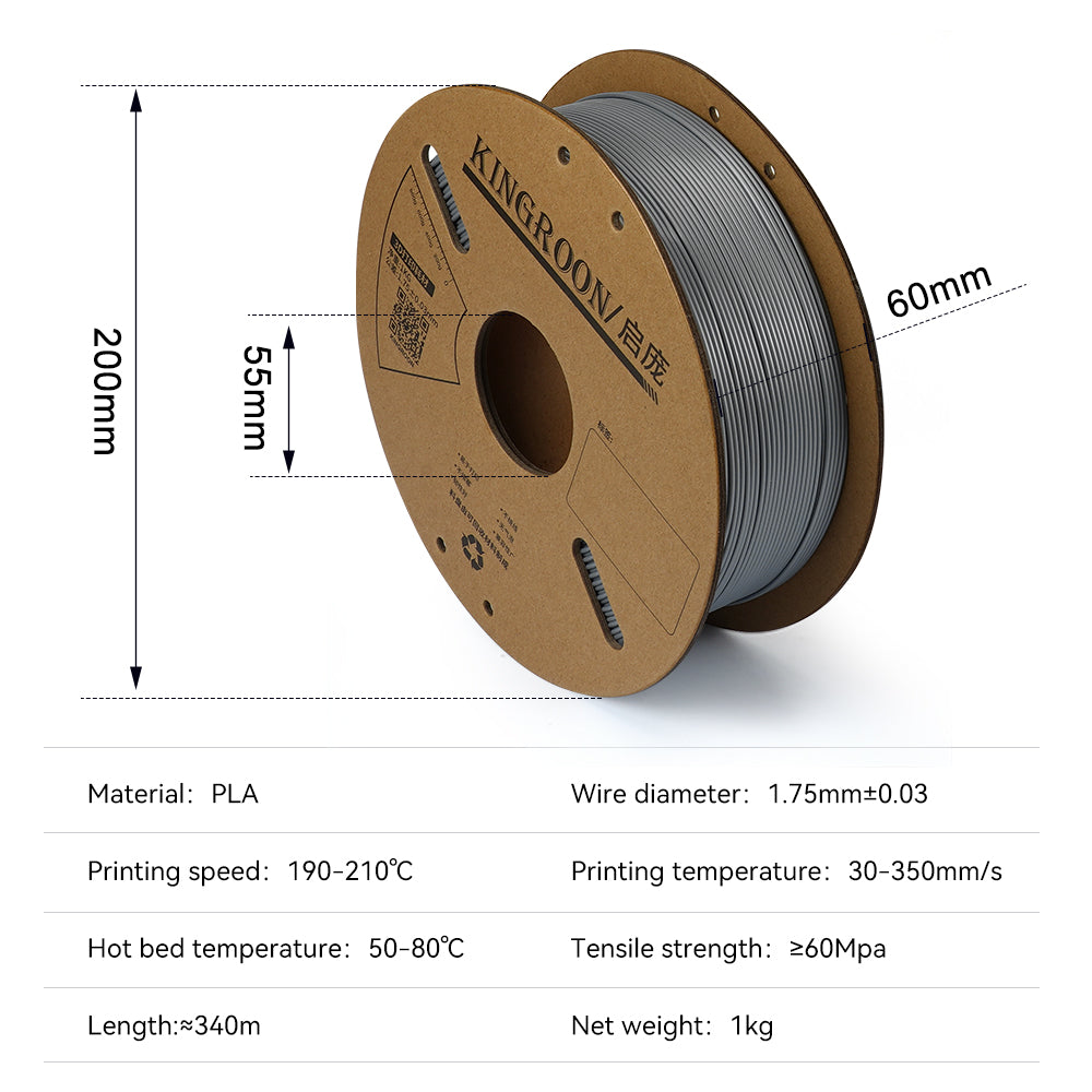 10KG Black PLA Filament 1.75mm for The US-3D Print Material-Kingroon 3D