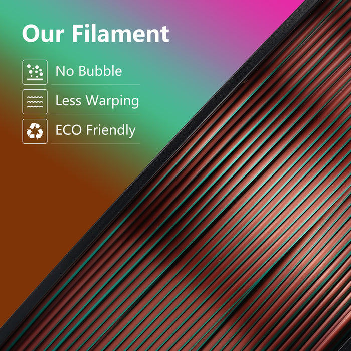 【2KG Pack】Tri-Color Silk PLA Filament - Green / Purple / Copper