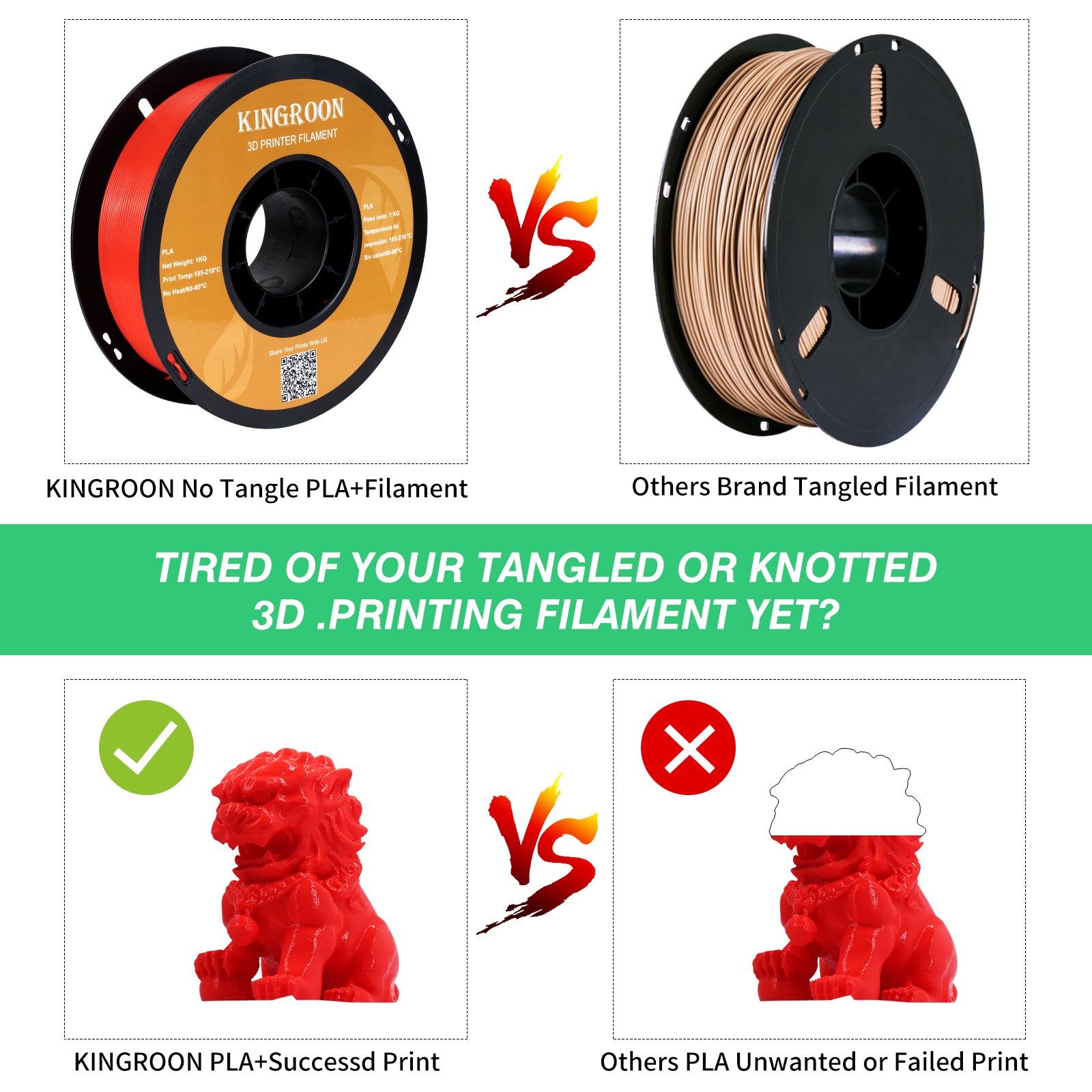 【2KG Pack】Red PLA 3D Print Filament (FRESH)-3D Print Material-Kingroon 3D