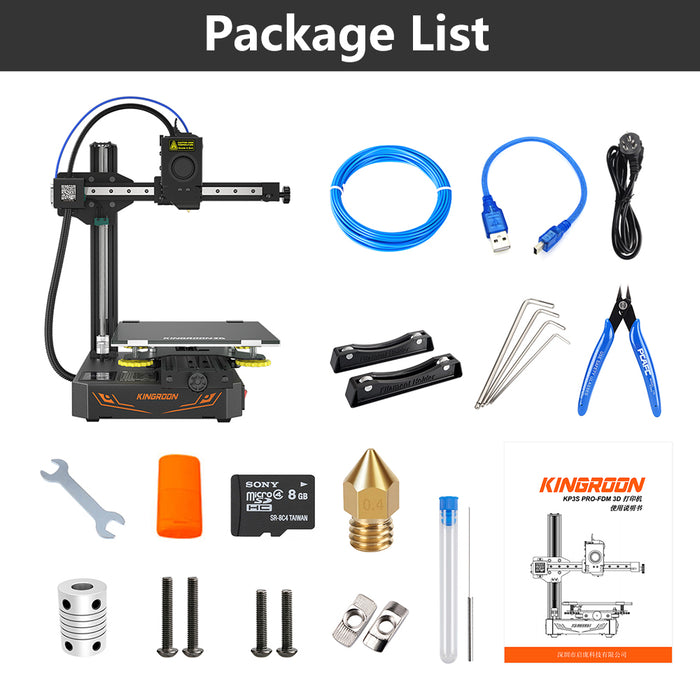 Kingroon KP3S Pro 3D Printer Package list