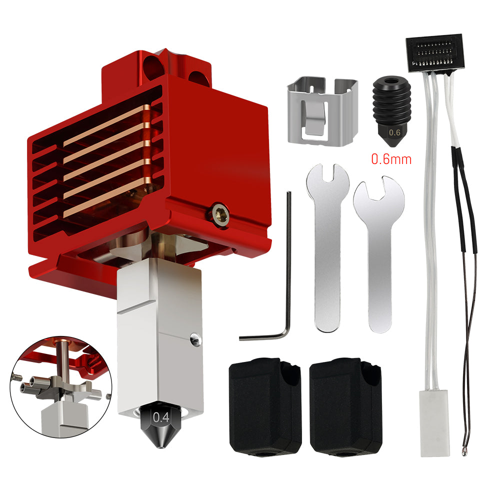 Kit Hotend Amélioré Pour Bambu Lab P1S/P1P - Bloc Chauffant Cuivre Titane, Buse Acier Trempé 0,4mm, Silicone Inclus