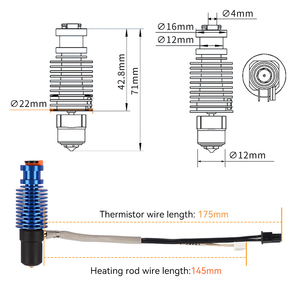 CHC-V6 Radiator Volcano Ceramic Kit-3D Printer Accessories-Kingroon 3D