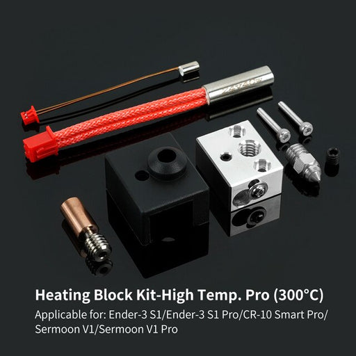CREALITY Original High Temperature Pro Heating Block Kit for Ender-3 S1 CR-10 Smart Pro Printer Equipped with Sprite Extruder-3D Printer Accessories-Kingroon 3D