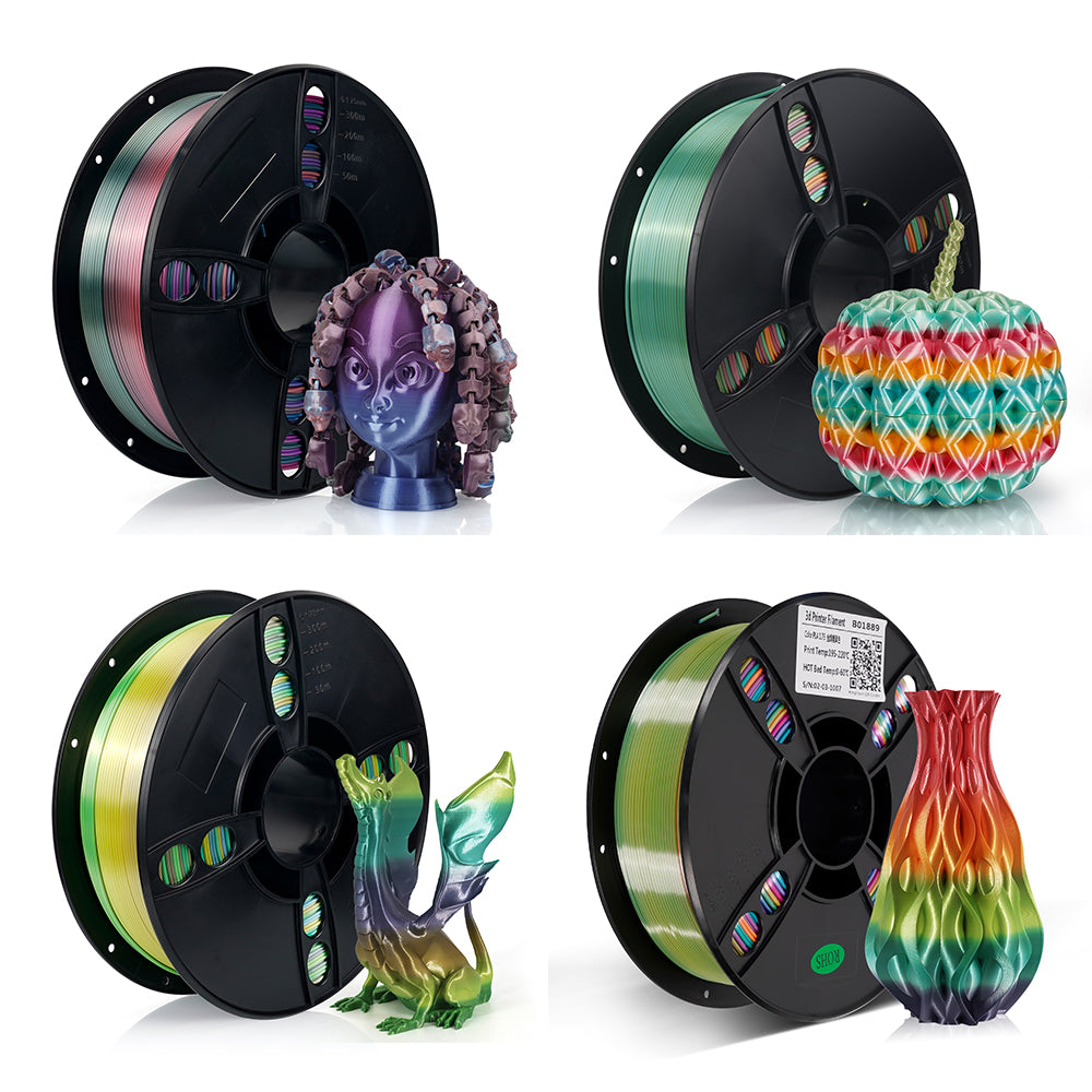 2KG Pack】Macaroon Silk Rainbow PLA Filament 1kg for 3D Printing