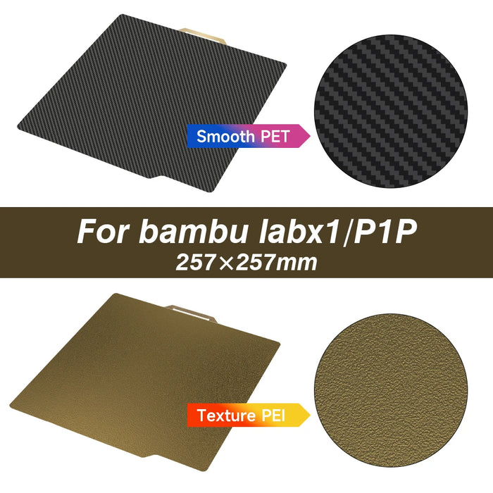 Bambu lab x1 PEI Print Bed Dbl Side 257x257mm Build Plate For 3D