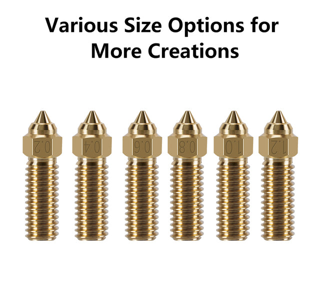 For Creality K1 Volcano Brass Nozzle M6 Thread 0.2/0.4/0.6/0.8mm For 1.75mm Filament For K1/K1Max/ Vyper/ Sidewinder-3D Printer Accessories-Kingroon 3D