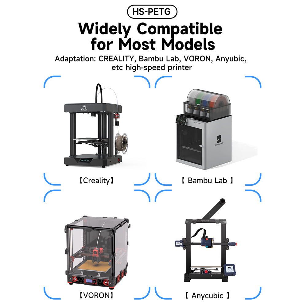 10kg HS-PETG High-Speed 3D Printing Filament, 1.75mm, High Precision, No Bubbles, No Blockage, Low Shrinkage, Compatible with Creality, Bambu Lab, VORON, Anycubic, 1kg Spool-3D Print Material-Kingroon 3D