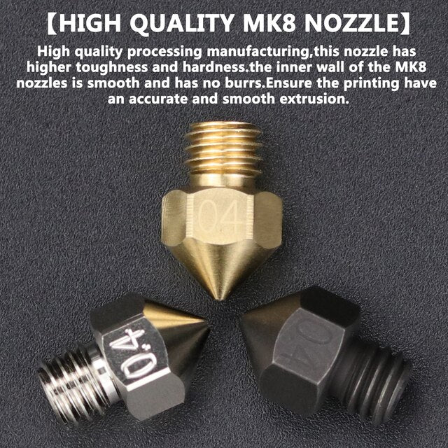 3D High Quality MK8 Nozzle for 3D Printers parts 1.75mm Filament Hardened Steel Nozzle M6 Thread