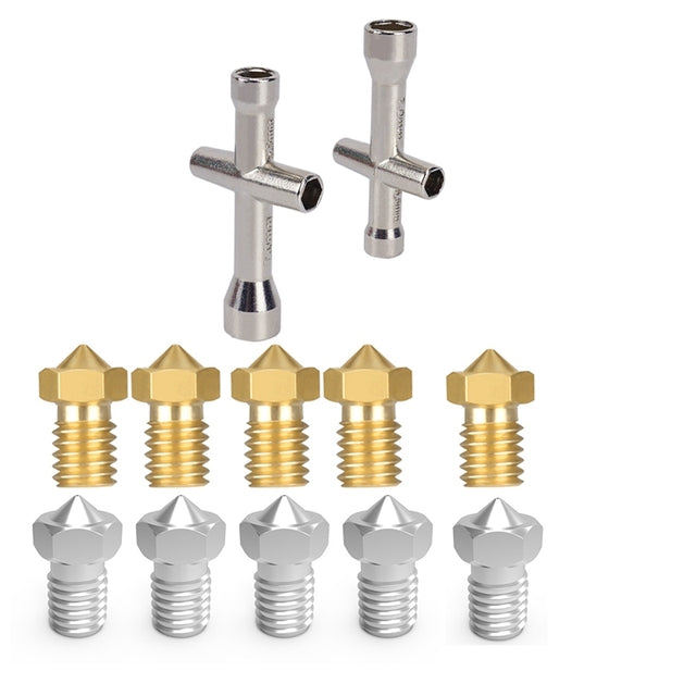 10pcs E3D V6 Brass / Stainless Steel Nozzle M6 Thread for 1.75mm Filaments