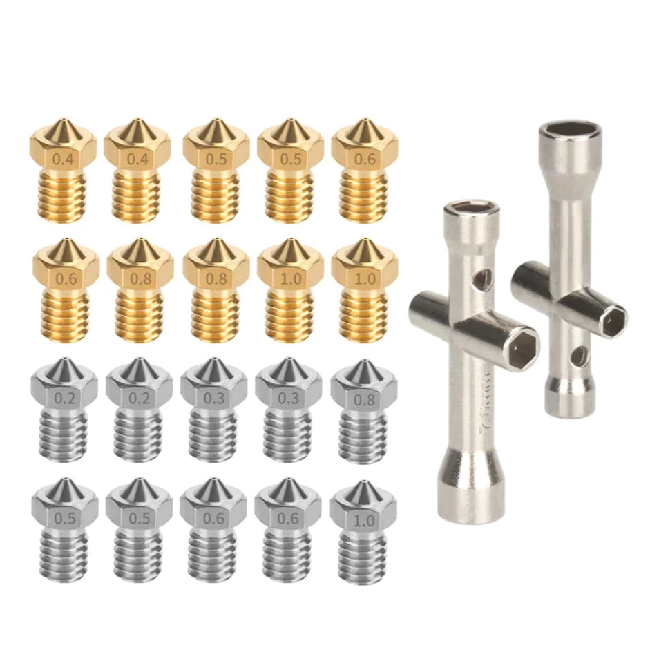 10pcs E3D V6 Brass / Stainless Steel Nozzle M6 Thread for 1.75mm Filaments