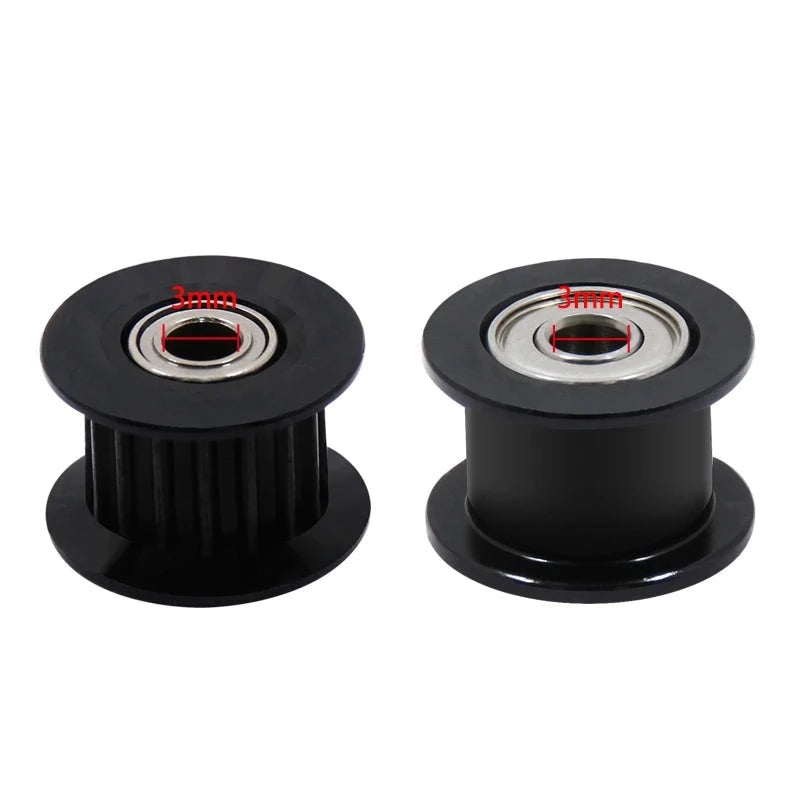 2pcs GT2 Idler Pulley For 3D Printer Parts Aluminum 2GT Timing Pulley 16 20 Tooth Black Pulleys-3D Printer Accessories-Kingroon 3D