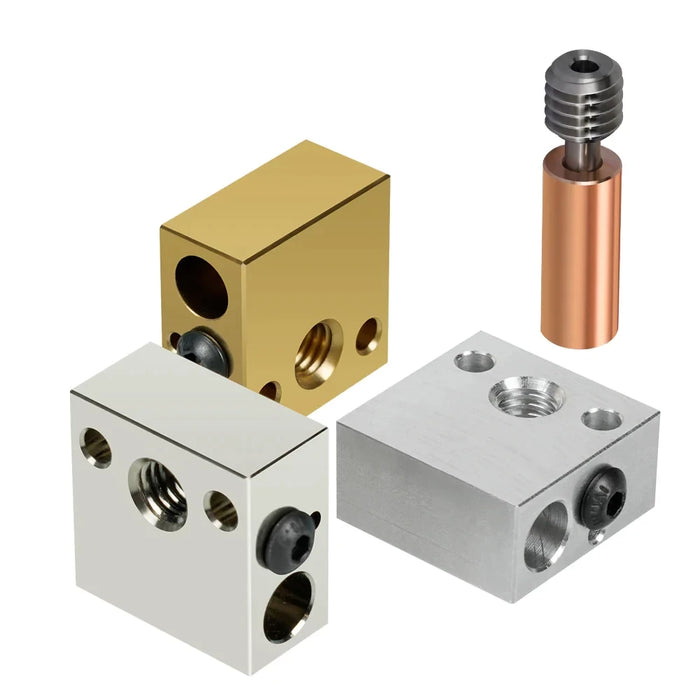 CR10 Heated Block Aluminum Brass Plated Copper Extruder Hotend Bi-Metal Heatbreak Throat for Ender 3 3D Printer-3D Printer Accessories-Kingroon 3D