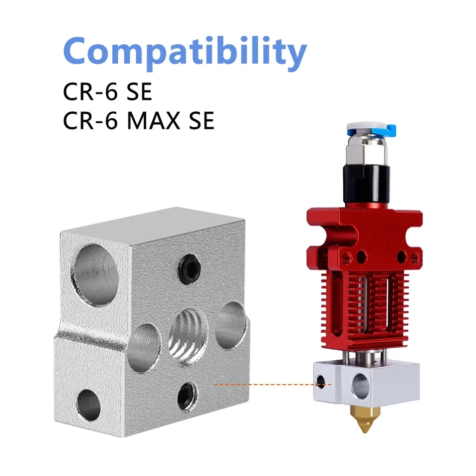 CR6 SE Heater Block High Temperature Plated Copper & Aluminium Heatblock For Creality CR-6 SE/CR 6 Max SE 3D Printer-3D Printer Accessories-Kingroon 3D