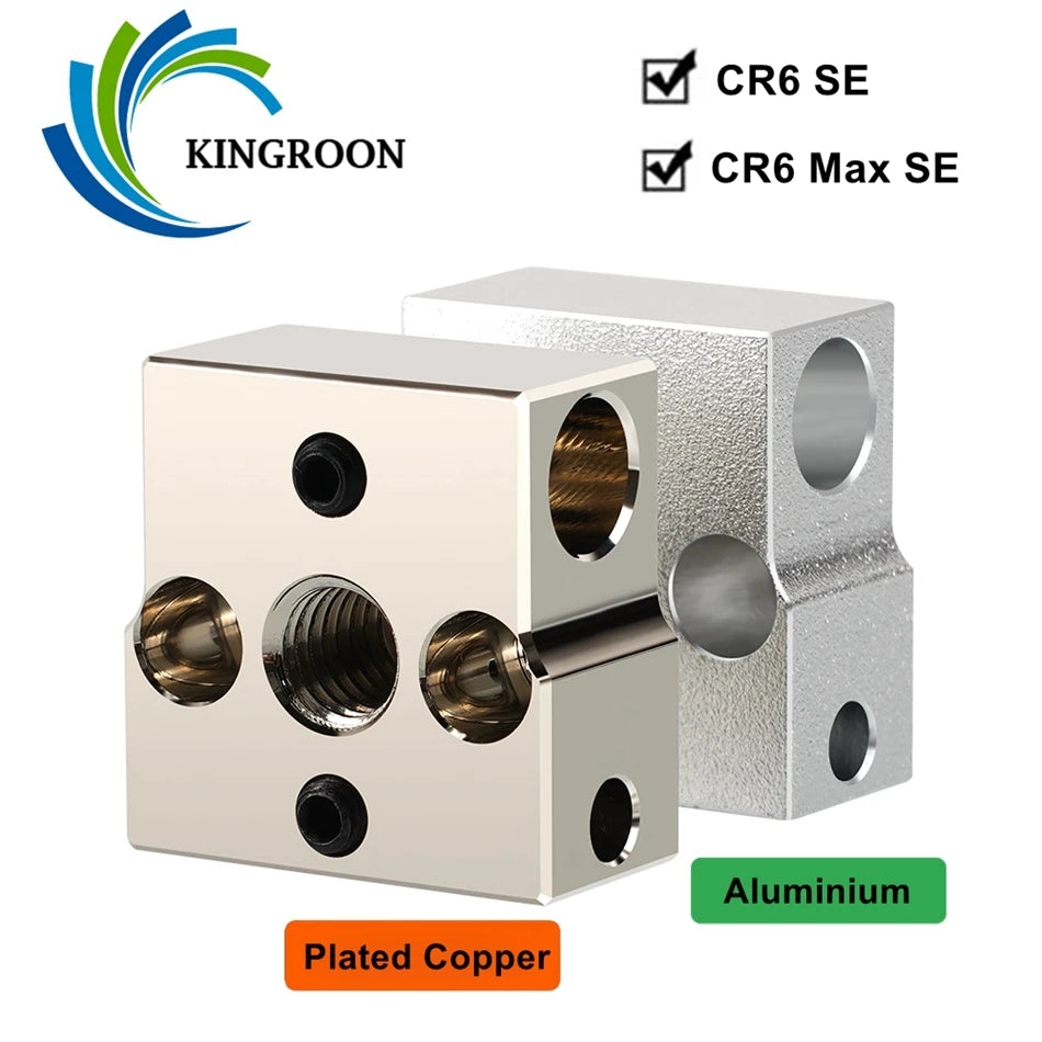 CR6 SE Heater Block High Temperature Plated Copper & Aluminium Heatblock For Creality CR-6 SE/CR 6 Max SE 3D Printer-3D Printer Accessories-Kingroon 3D