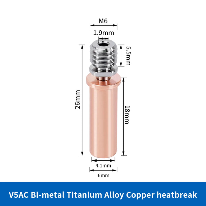 CR6 SE Titanium Alloy Throat SE-6 Heat Break V5 Titanium Alloy Red Copper Throat for For ANYCUBIC Mega ANYCUBIC Vyper