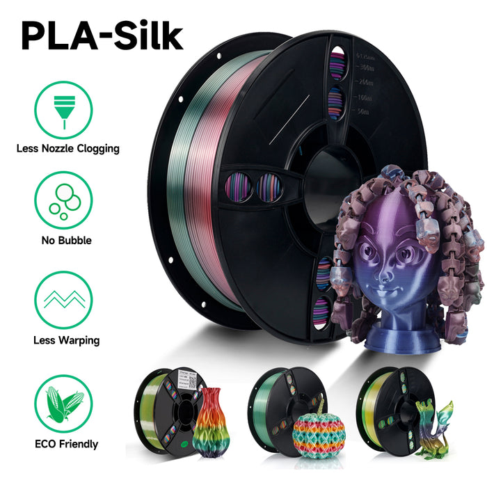 2KG Pack】Macaroon Silk Rainbow PLA Filament 1kg for 3D Printing