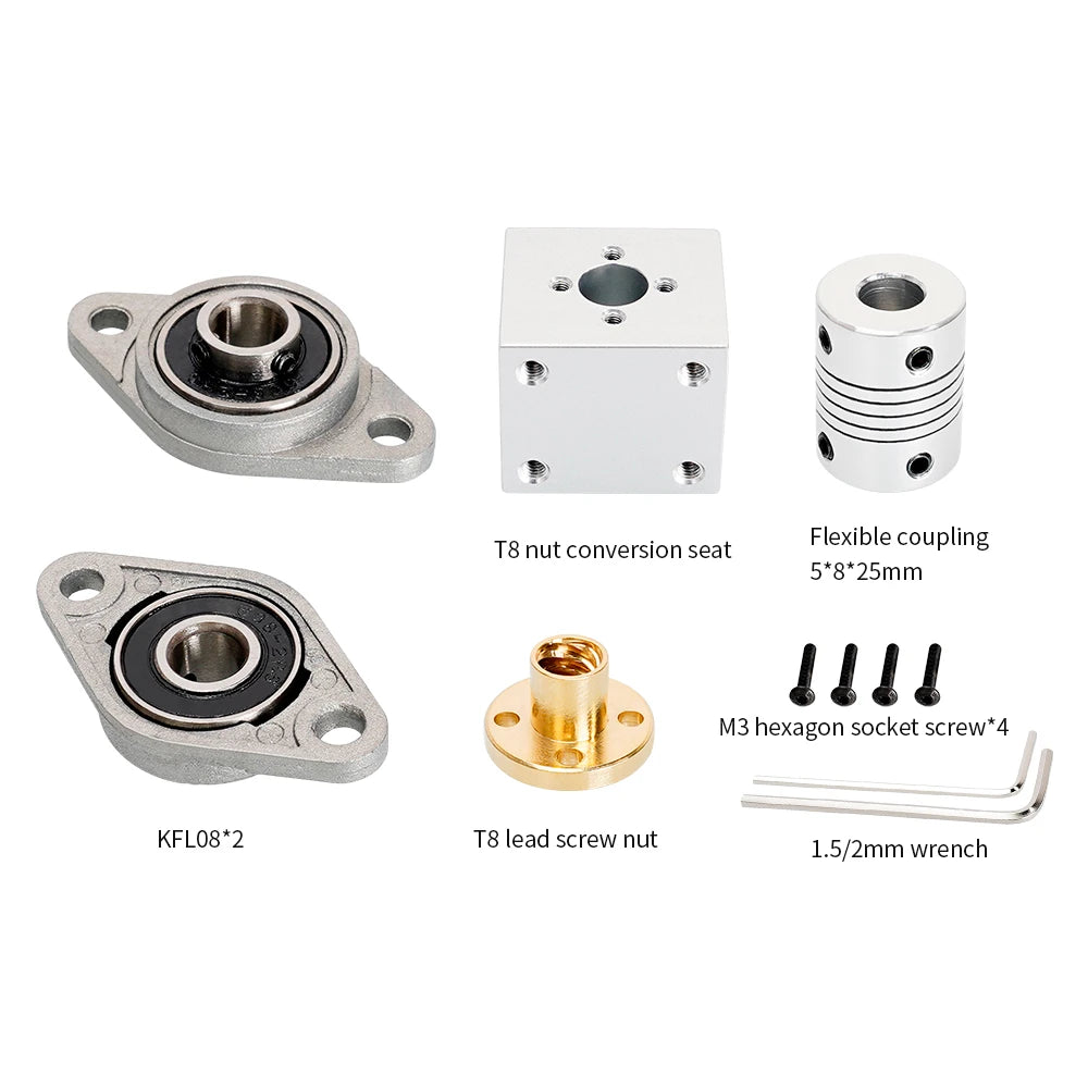 T8 Lead Screw Nut Mount Lead 8MM OD 8MM Pitch 2MM T8 Nut Conversion Seat 3D Printer Part T8 Nuts Bracket Aluminum Block