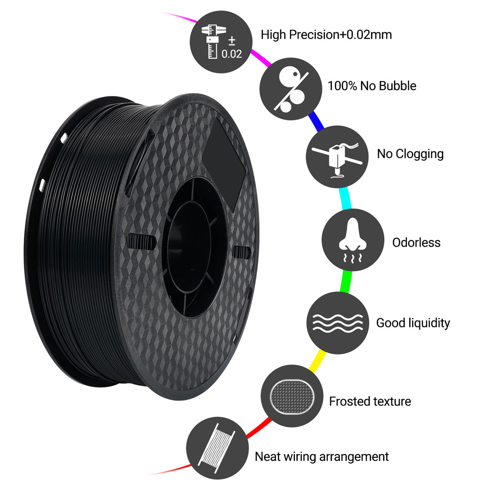 Kingroon PLA Carbon Fiber Black Filament, 1.75mm 3D Printer Filament, 1KG Spool-3D Print Material-Kingroon 3D