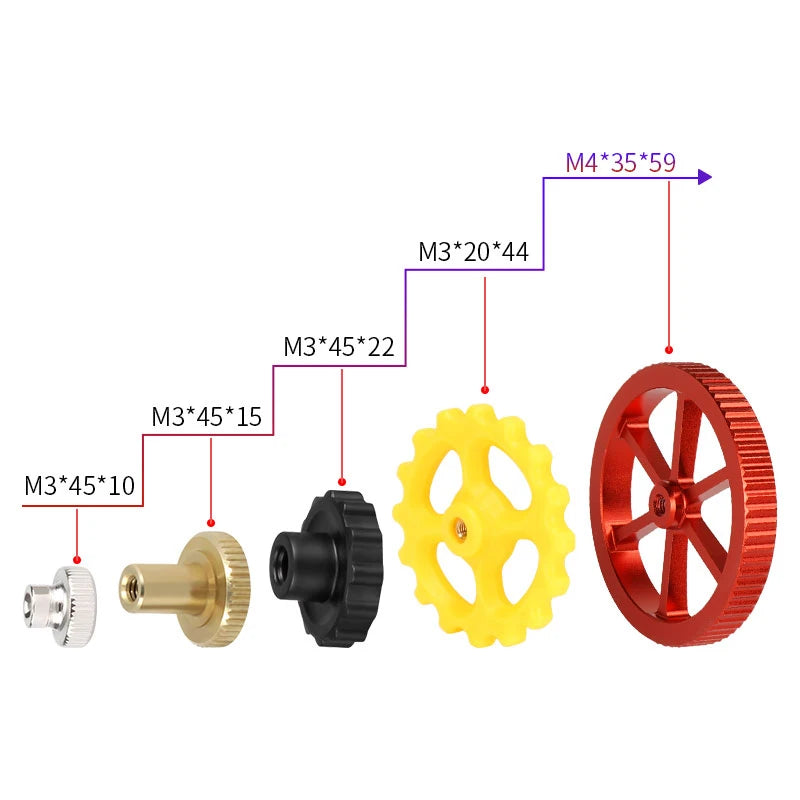 4SETS M3/M4 Screws Nuts Heat Bed Leveling Spring Knob 3D Printers Printer Calibration Accessories-3D Printer Accessories-Kingroon 3D