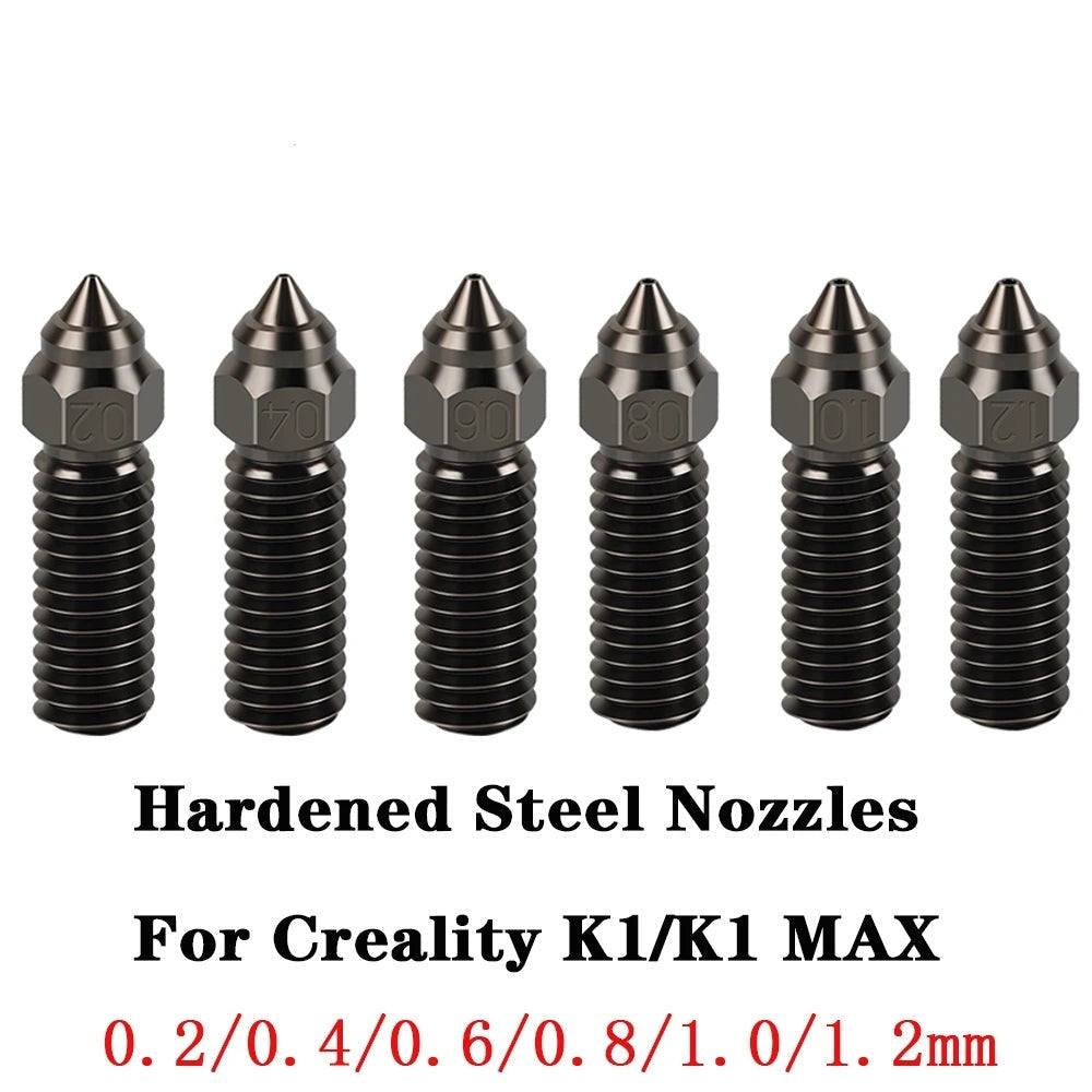 1/3PCS For Creality K1 Nozzle Hardened Steel Nozzle Kit 0.2/0.4/0.6/0.8/1.0/1.2mm for K1 FDM 3D Printer Parts Non Stick Filament-3D Printer Accessories-Kingroon 3D