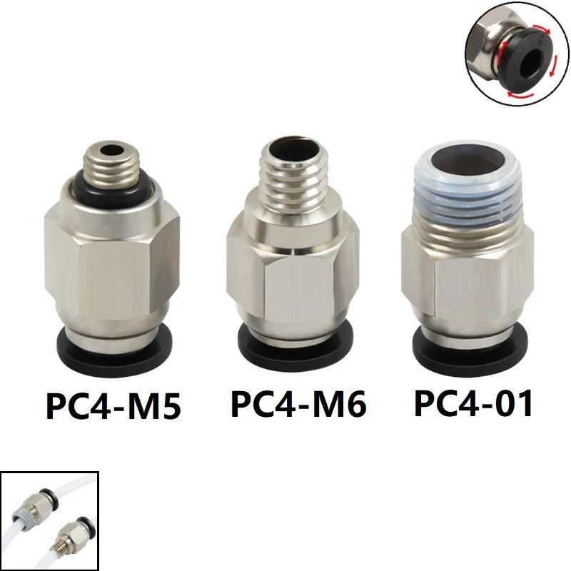 SIQUK 5 stuks PTFE teflon buizen (1 meter) met 10 stuks PC4-M6 snelkoppeling en 10 stuks PC4-M10 rechte pneumatische koppeling voor het verbinden van 3D-printers met 1,75 mm filament SIQUK 5 stuks PTFE teflon buizen (1 meter) met 10 stuks PC4-M6 snelkoppeling en 10 stuks PC4-M10 rechte pneumatische koppeling voor het verbinden van 3D-printers met 1,75 mm filament