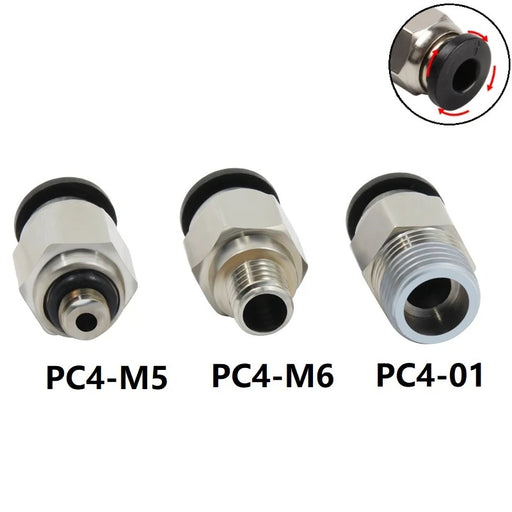 PC4-01 PC4-M5 PC4-M6 Pneumatic Connectors Feeding Remote Bowden M10 Thread-3D Printer Accessories-Kingroon 3D