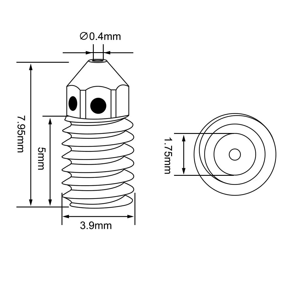 4pcs Brass Hardened Steel Nozzle For Bambu Lab A1/ A1 Mini, 0.2 0.4 0.6 0.8mm 3D Printer Nozzle For Bambulab A1 Mini-3D Printer Accessories-Kingroon 3D