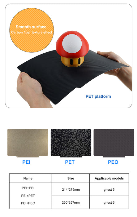 For Flyingbear Ghost 6 5 Upgrad Build Plate PEO PET PEI Sheet Double Side 3D Printing Platform For Flying Bear Ghost6 Ghost5-3D Printer Accessories-Kingroon 3D