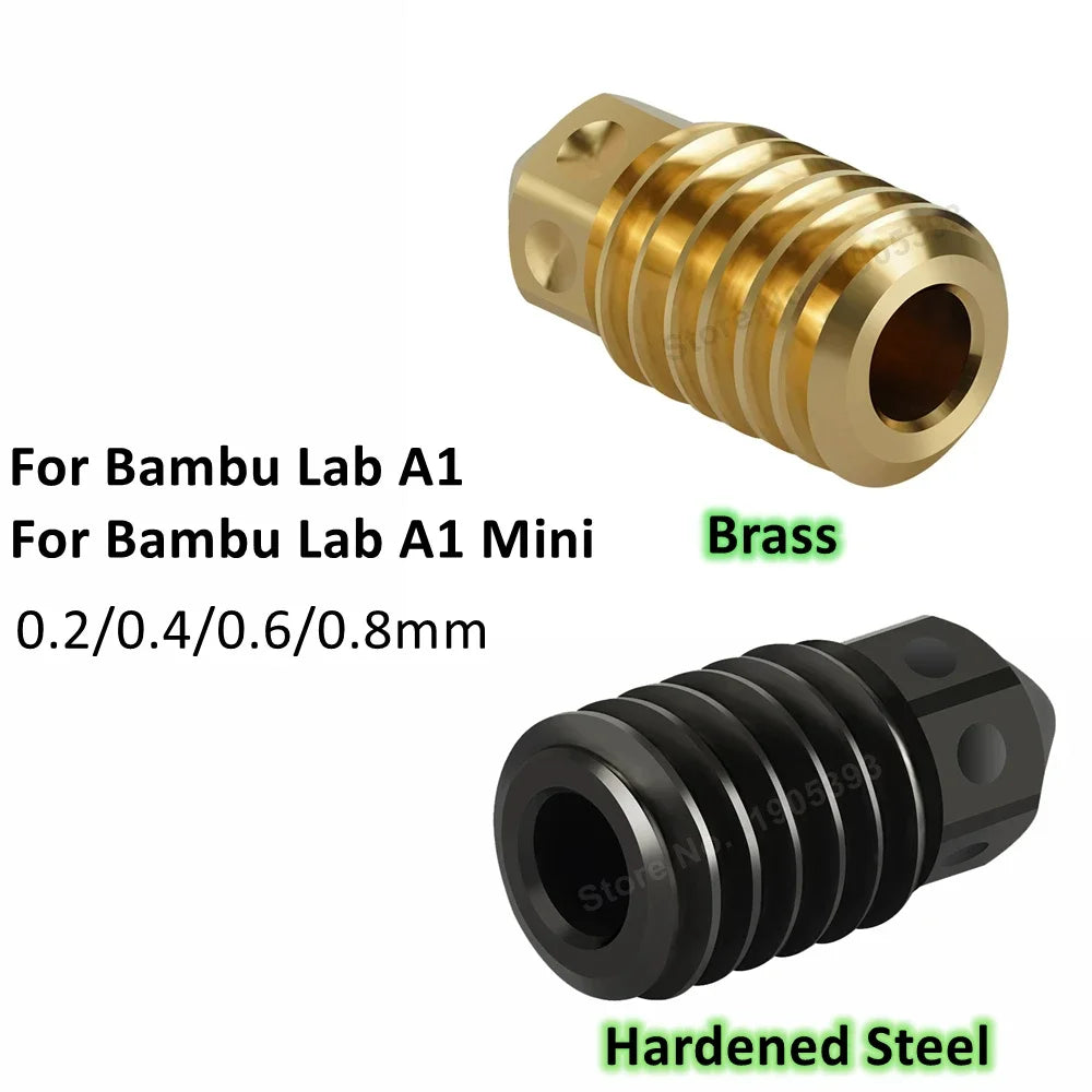 4pcs Brass Hardened Steel Nozzle For Bambu Lab A1/ A1 Mini, 0.2 0.4 0.6 0.8mm 3D Printer Nozzle For Bambulab A1 Mini-3D Printer Accessories-Kingroon 3D