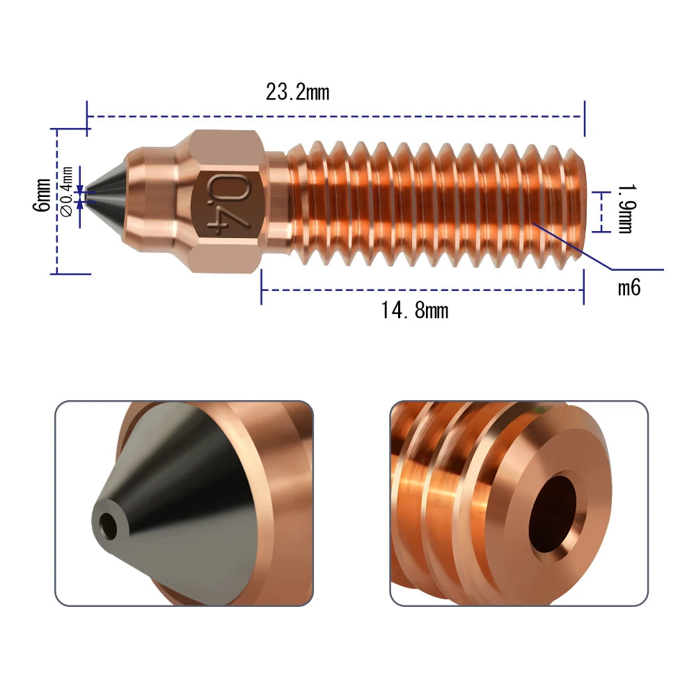 Ender 3 V3 KE Nozzle Bimetal Chromium Zirconium Copper Body + Hardened Steel Inset, 3D Printer Nozzles For Creality K1 K1MAX-3D Printer Accessories-Kingroon 3D