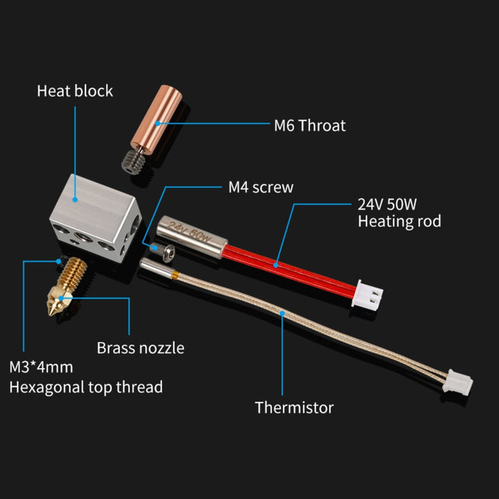Hotend Kit For Elegoo Neptune 4 Heatbreak/ Heater Block/ Heating Cartridge/ Thermistor For Neptune4 Extruder Parts