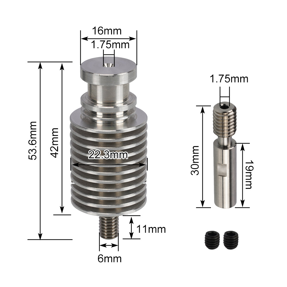 V6 Direct Drive titanium alloy Heatsink + Heatbreak for Kingroon KP3S,